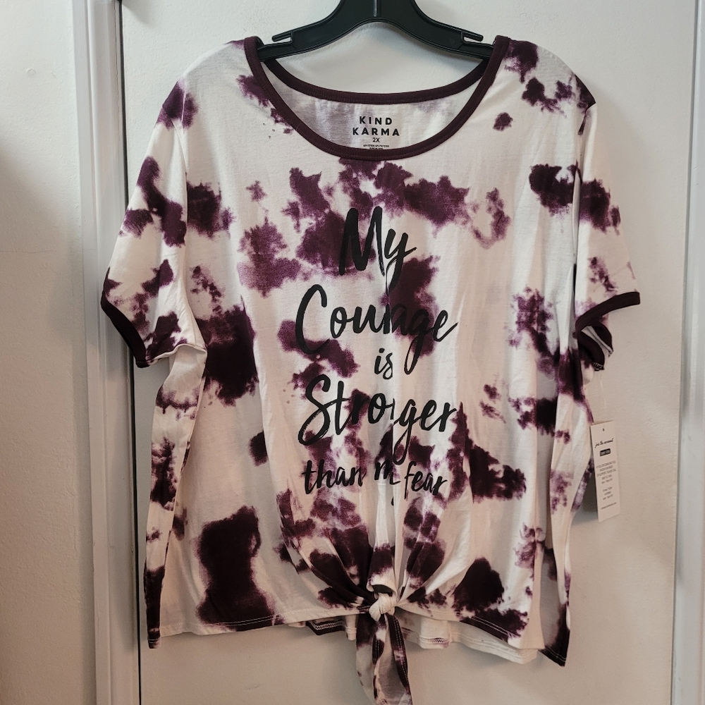 Women's Short Sleeve Tie-Dye Tee - White and Purple